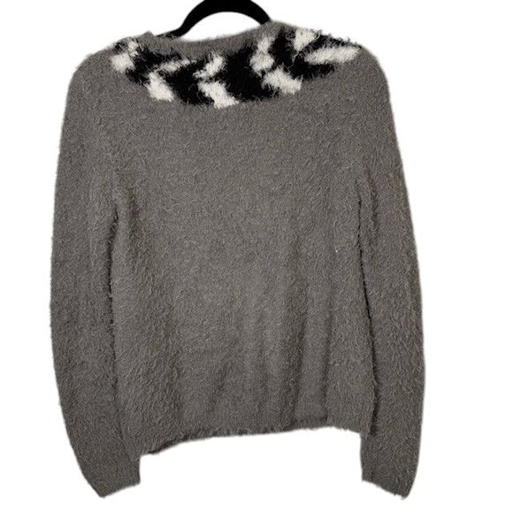 Max Mara Furetto cotton blend crewneck sweater Gray with Ferret Print Size Small - Picture 4 of 12